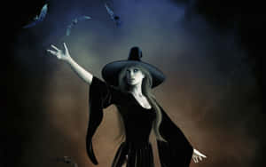 Enigmatic Dark Witch Casting A Spell Wallpaper