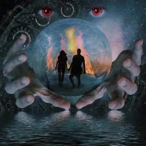 Enigmatic Fortune Teller Gazing Into A Crystal Ball Wallpaper