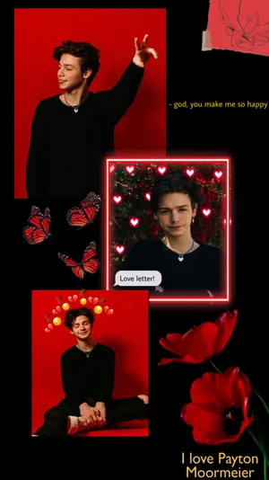 Enigmatic Gaze Of Payton Moormeier In A Black And Red Edit Wallpaper