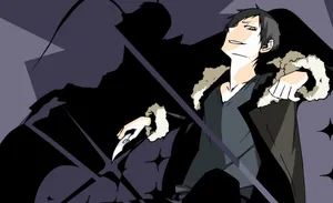 Enigmatic Izaya Orihara Smirking In The City Wallpaper