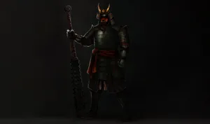 Enigmatic Samurai Armor On Display Wallpaper