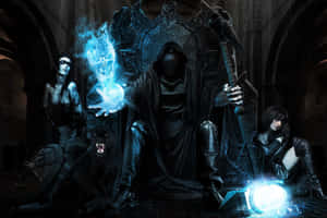 Enigmatic Sorcerer Casting A Mystical Spell Wallpaper