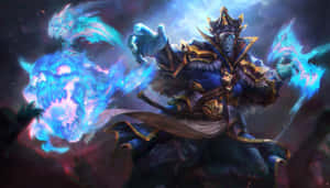 Enigmatic Sorcerer Casting A Powerful Spell Wallpaper