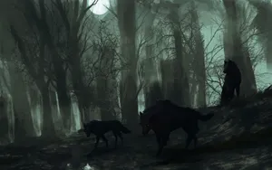 Enigmatic Wolf Roaming Through The Forest Wallpaper