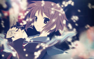 Enigmatic Yuki Nagato Lost In Thought Wallpaper