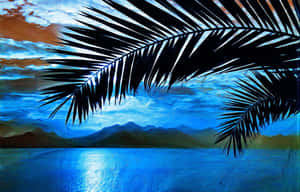 Enjoy A Beautiful Summer Day By The Beach With This Palm Tree Desktop Background Wallpaper