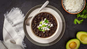 Enjoy A Warm, Delicious Bowl Of Black Bean Soup For Lunch! Wallpaper