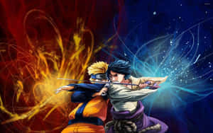 Enjoy An Intense Battle As Naruto In The Thrilling World Of Naruto Neon Wallpaper