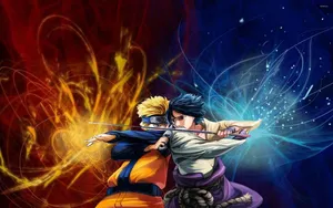 Enjoy An Intense Battle As Naruto In The Thrilling World Of Naruto Neon Wallpaper
