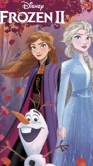 Enjoy Autumn With Anna, Elsa, And Olaf In Frozen 2 Wallpaper