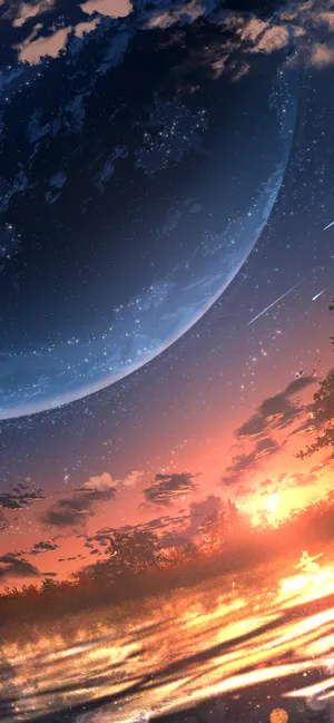 Enjoy The Anime Sunset From Your Iphone Wallpaper