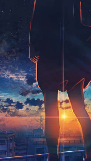 Enjoy The Anime Sunset In An Iphone Experience. Wallpaper