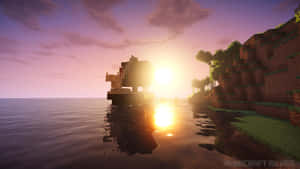 Enjoy The Beauty Of A Minecraft Sunset Wallpaper