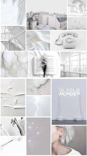 Enjoy The Beauty Of A White Aesthetic Collage Wallpaper