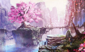 Enjoy The Breathtaking Beauty Of A Sakura Forest Paradise Wallpaper