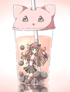 Enjoy The Delightful Taste Of Bubble Tea Anime With A Fun Twist Wallpaper