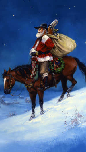 Enjoy The Gift Of A Cowboy Christmas. Wallpaper