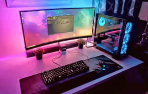 Enjoy The Immersive Gaming Experience With An Ultra-durable Gaming Pc Setup. Wallpaper