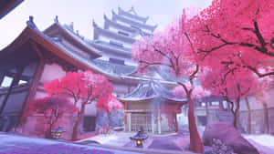 Enjoy The Peaceful Beauty Of A Blossoming Cherry Blossom Tree In An Anime-inspired Landscape. Wallpaper