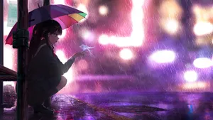 Enjoy The Peaceful Rain As You Watch Your Favourite Anime Wallpaper