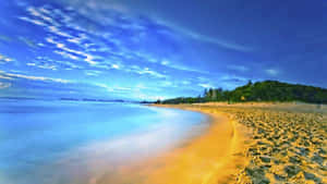 Enjoy The Sunset While Walking Along Pixel Beach Wallpaper