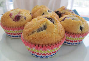 Enjoy The Sweet, Delicious Flavor Of Blueberry Muffins! Wallpaper