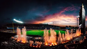 Enjoy The Water Show In Kauffman Stadium In Kansas City, Missouri Wallpaper