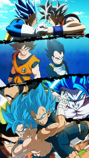 Enjoy Watching An Epic Battle Between Goku And Vegeta With This Goku And Vegeta Iphone Wallpaper Wallpaper