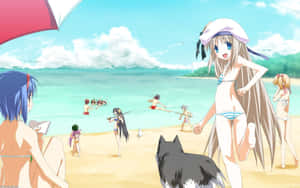 Enjoying A Relaxing Day At The Anime Beach Wallpaper