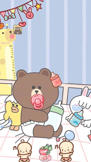 Enjoying Sweet Treats With Line Friends Wallpaper