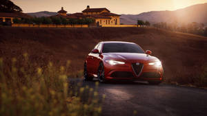 Enjoying The Golden Hour In The Alfa Romeo Giulia Wallpaper