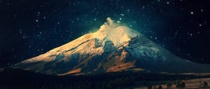 Enjoying The Night View Of The Magnificent Mountain Wallpaper