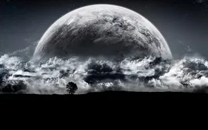 Enormous Planet Grayscale Wallpaper