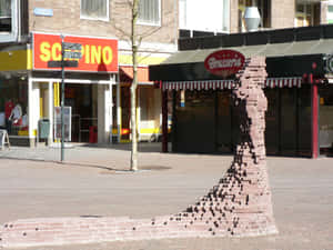 Enschede Brick Sculpture Art Wallpaper