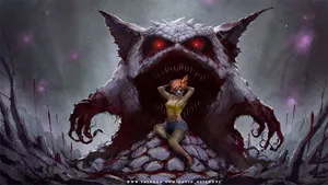 Enter A Misty Night When A Spooky Gengar Appears! Wallpaper