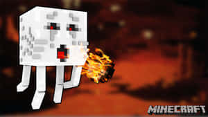 Enter The World Of Minecraft With A Fierce Ghast In Action Wallpaper