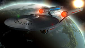 Entering Warp Speed In The Nx-01 Enterprise Wallpaper