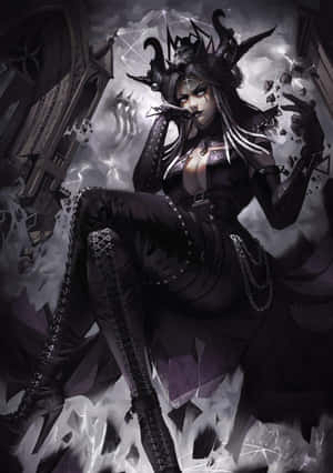 Enthralling Dark Queen In A Mystical Fantasy Realm Wallpaper