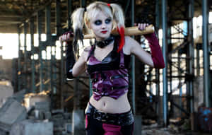 Enthralling Harley Quinn Cosplay Performance Wallpaper