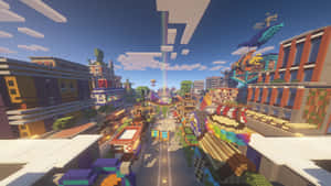 Enthralling Minecraft Cityscape Wallpaper