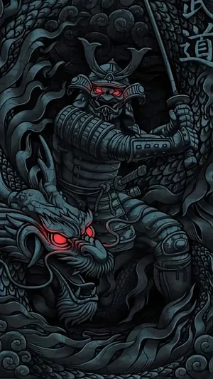 Enthralling Samurai Dragon Battle Wallpaper