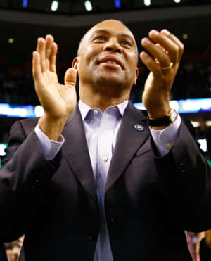 Enthusiastic Deval Patrick, Clapping At An Event Wallpaper