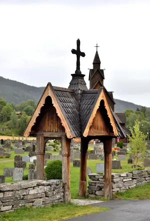 Entrance Of Heddal Stave Church Wallpaper