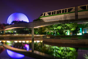 Epcot Monorail Night Reflection Wallpaper