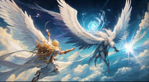 Epic_ Anime_ Angels_ Battle_ Sky Wallpaper