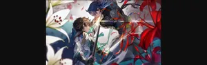 Epic_ Anime_ Duel_ Amidst_ Flowers Wallpaper