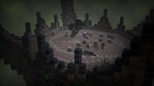 Epic Battle Against The Mighty Minecraft Wither Boss Wallpaper