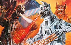 Epic Battle Between Godzilla And Mechagodzilla Wallpaper