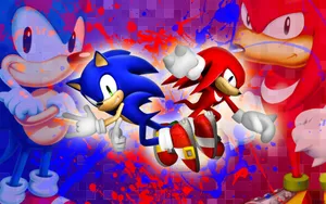 Epic Battle Between Sonic And Knuckles In The World Of Gaming Wallpaper