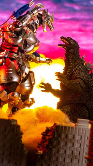 Epic Battle: Godzilla Vs Mechagodzilla Wallpaper